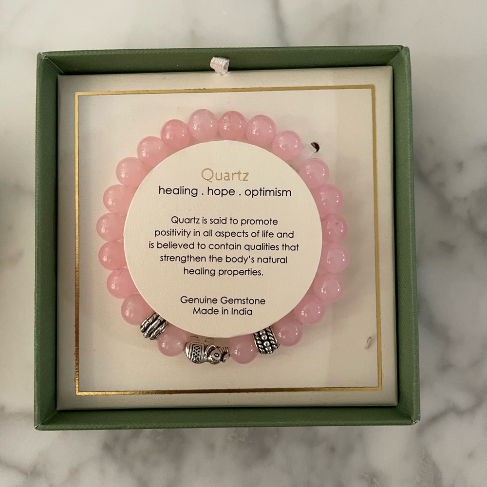 Rose Quartz Beaded Bracelet with Silver Accent Beads